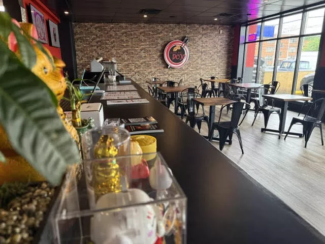 Main dining area inside Hackensack Dumpling Dojo
